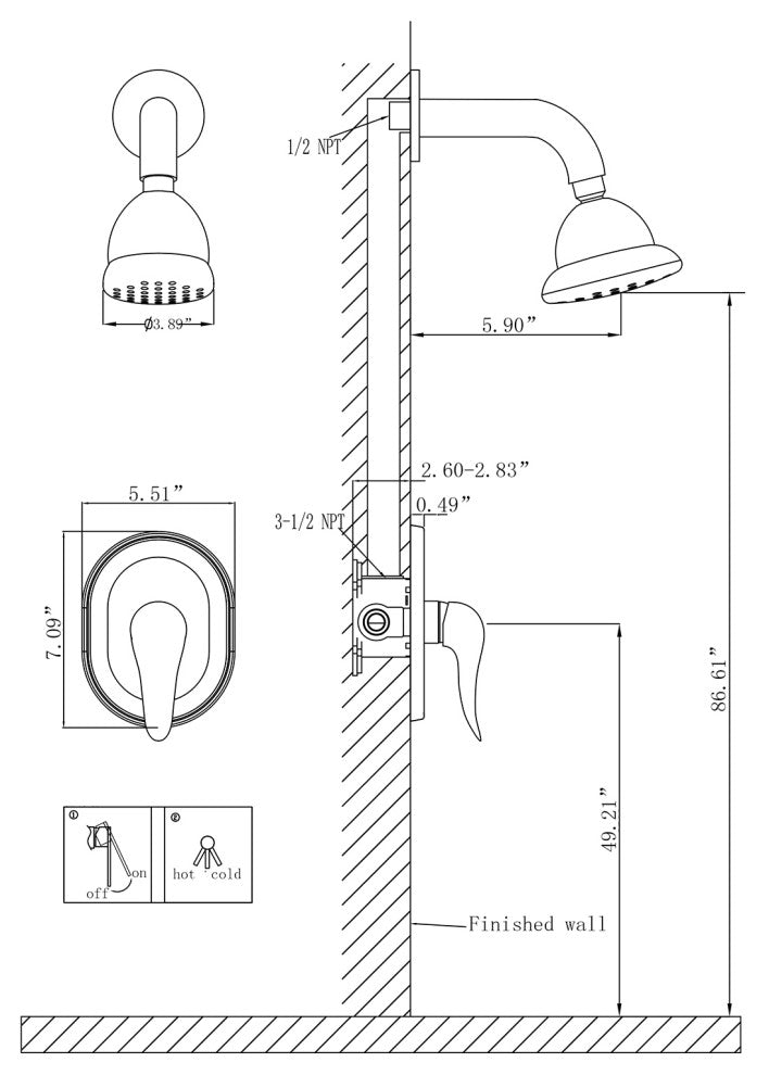 Multi Function Shower Faucet-Includes Rough-in Valve