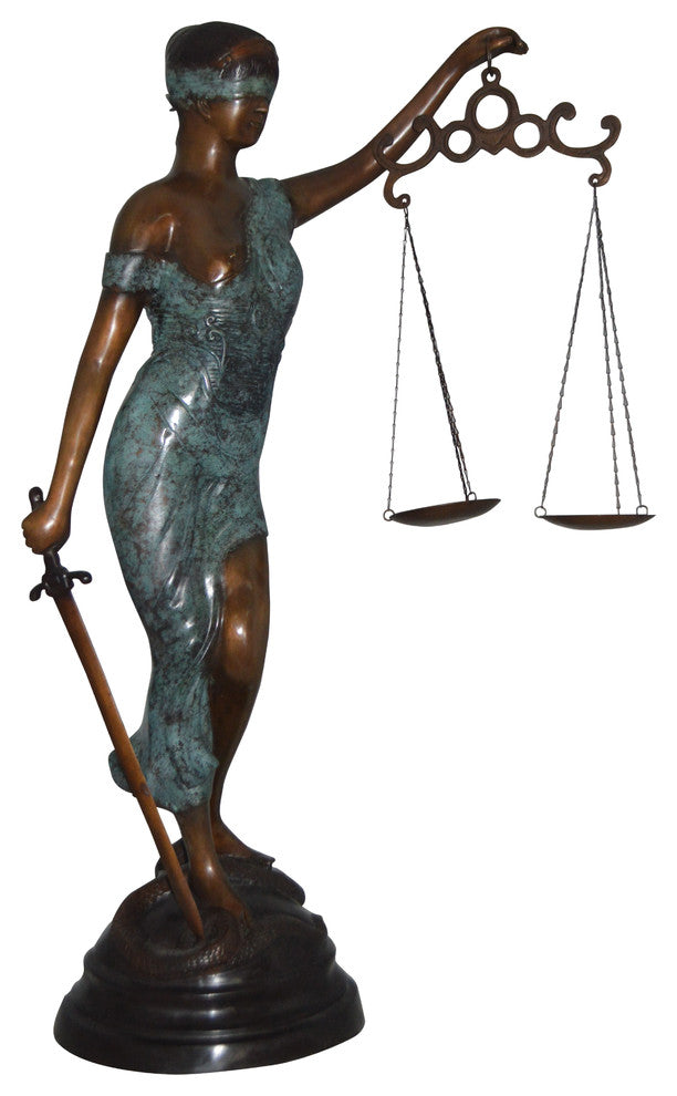 Lady Justice Large Bronze Statue -  Size: 22"L x 13"W x 44"H.