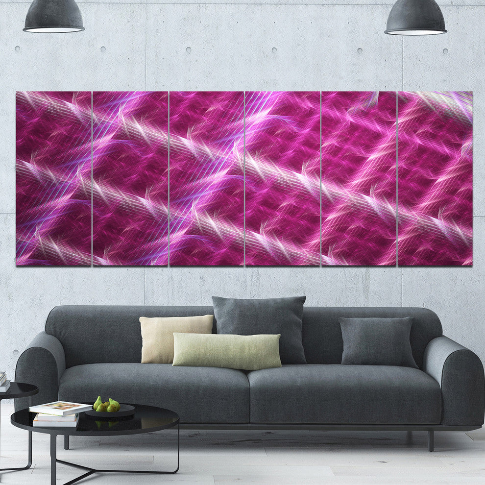 Pink Abstract Metal Grill, Abstract Art on Canvas, 70"x28", 6 Panels