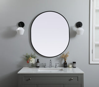 Elegant Decor Metal Frame Oval Mirror 30X36" in Black