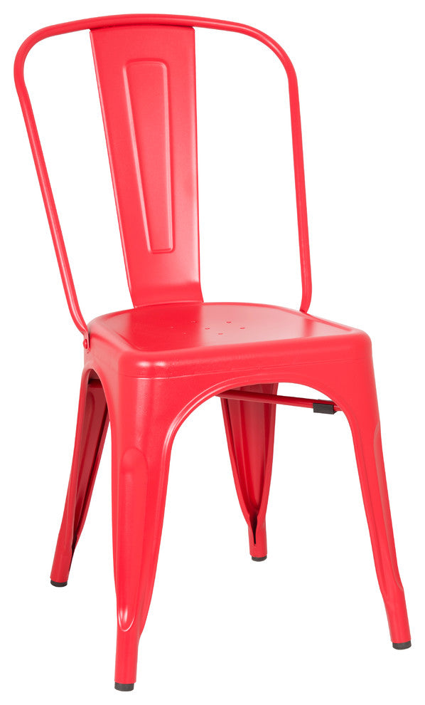 Highland Commercial Grade Metal Dining Chair, Frosted Red (Set of 4)