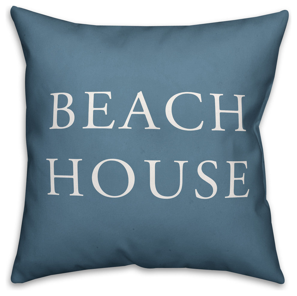 Coastal Blue Beach House Spun Poly Pillow, 18x18