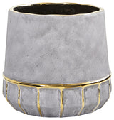 8.5" Regal Stone Decorative Planter With Gold Accents