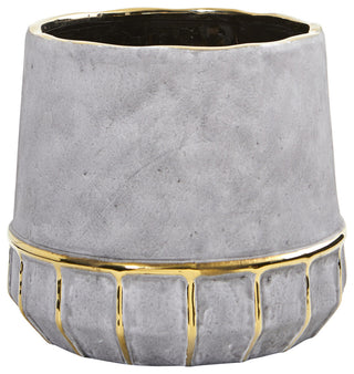 8.5" Regal Stone Decorative Planter With Gold Accents