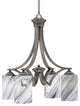 Zilo Downlight, 4 Light, Chandelier, Graphite Finish, 4" Onyx Swirl Glass
