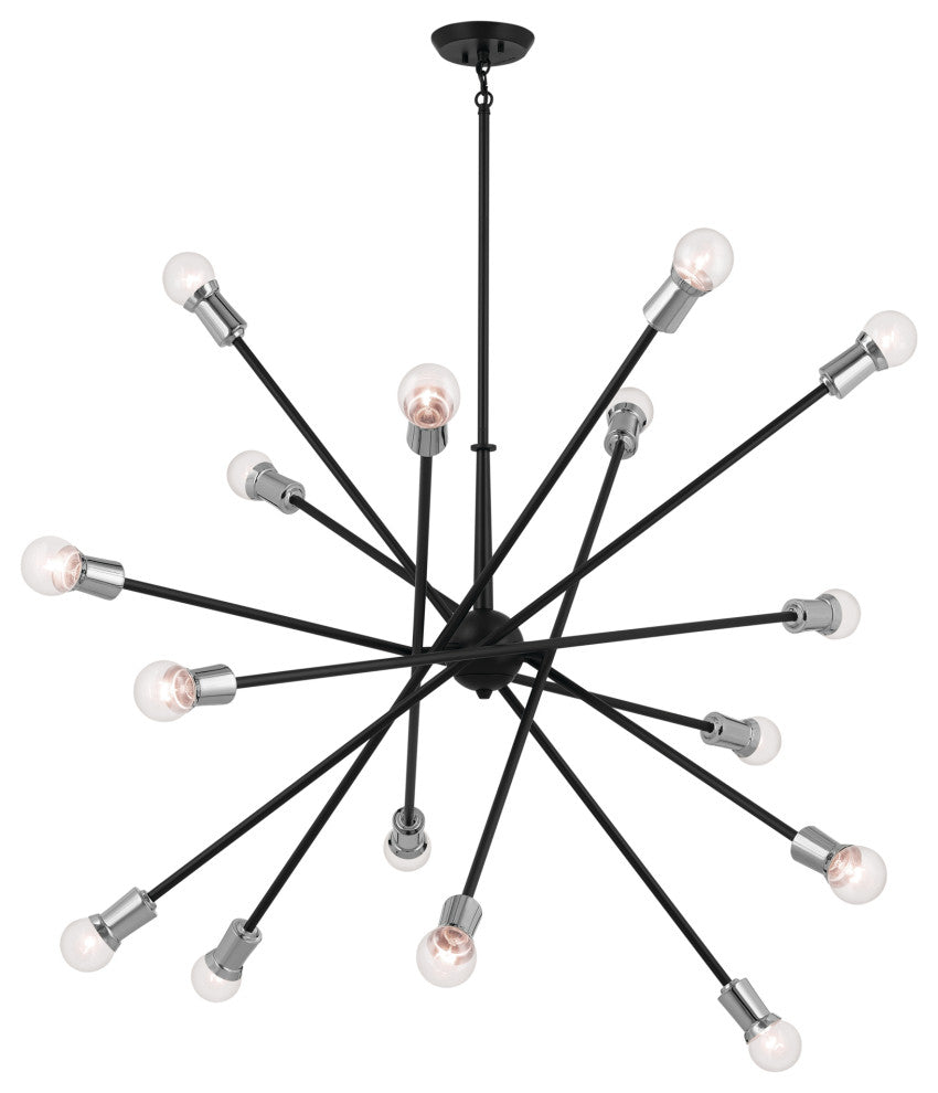 Armstrong 63" 16 Light Chandelier, Black