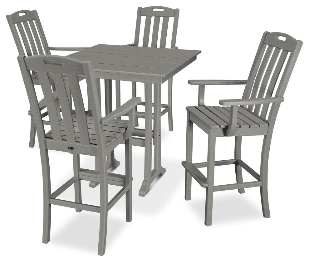 Trex Outdoor Yacht Club 5-Piece Farmhouse Arm Chair Bar Set, Stepping Stone