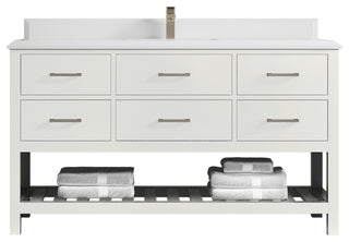 Parker 60 Single Sink Bathroom Vanity in White 1.5" White Quartz