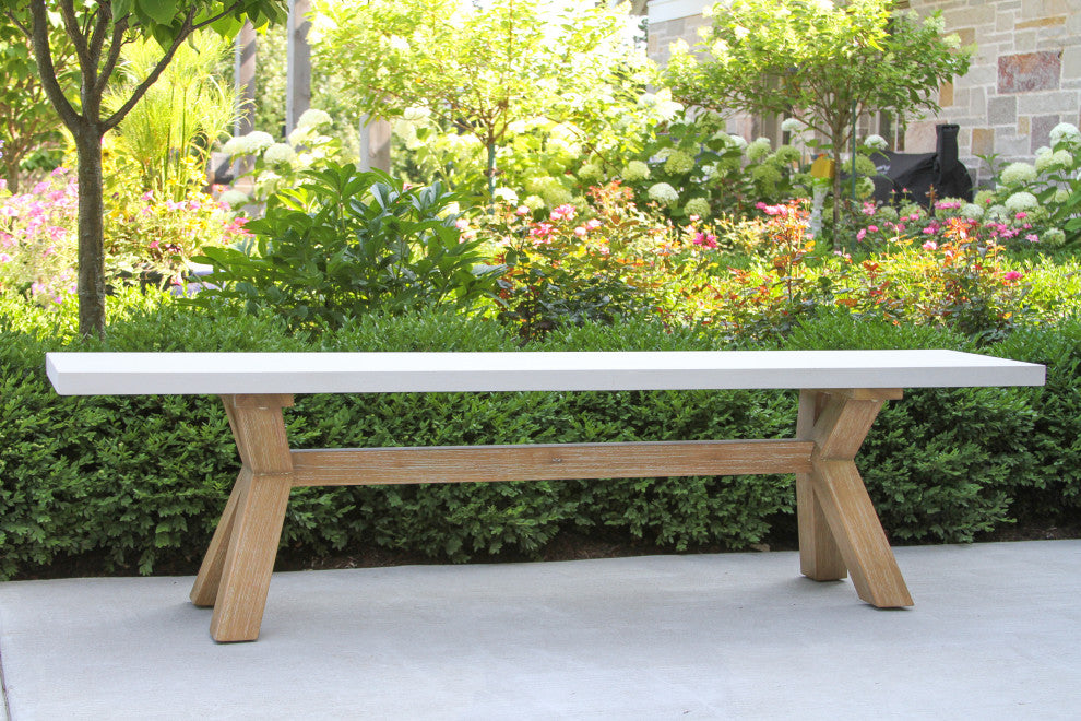 6-Piece Ivory Composite and Eucalyptus Wash Dining Set With Bench