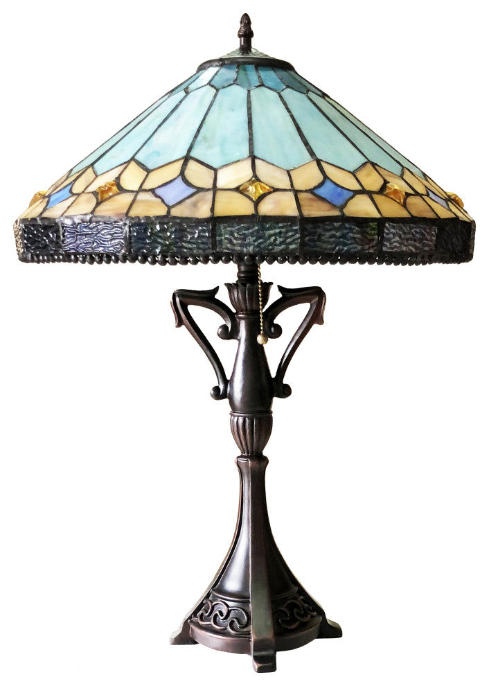 NICHOLAS Tiffany-Style Mission Stained Glass Table Lamp, 25"