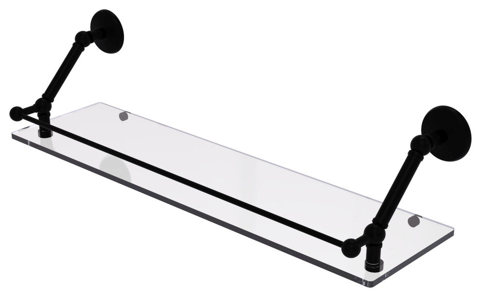 Prestige Monte Carlo 30" Floating Glass Shelf With Rail, Matte Black