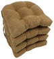 16" Solid Micro Suede U-shaped Tufted Chair Cushions, Set of 4, Brown