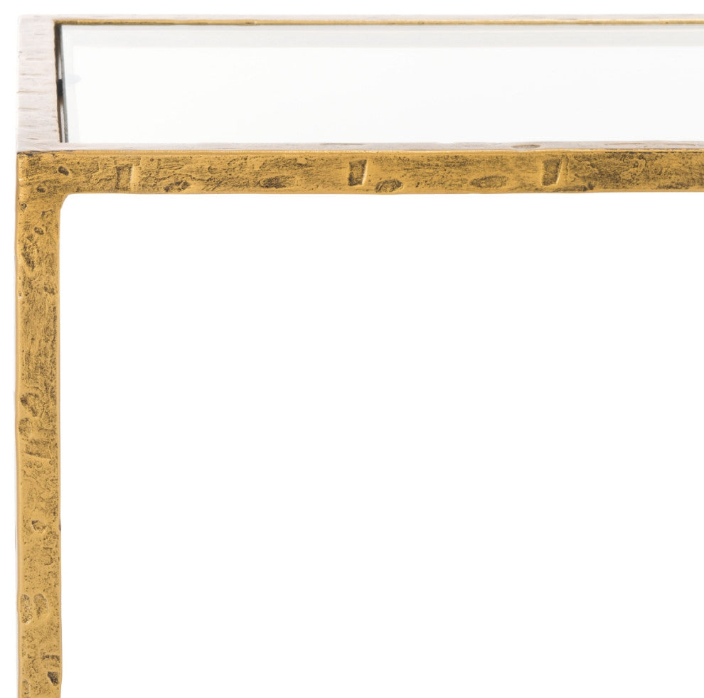 Safavieh Couture Tauri Metal Console Table, Brass/Clear