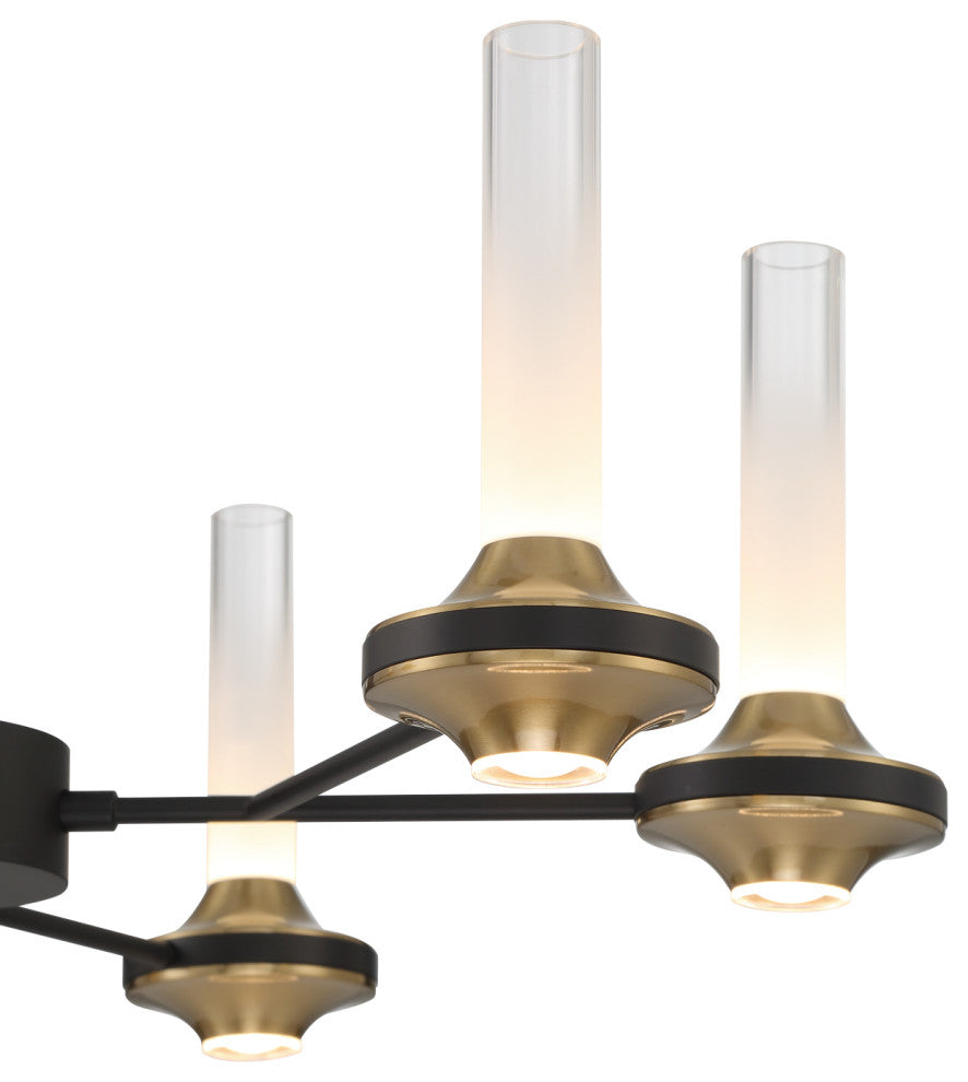 Torcia 12-Light 24.5" Chandelier, Black/Brass