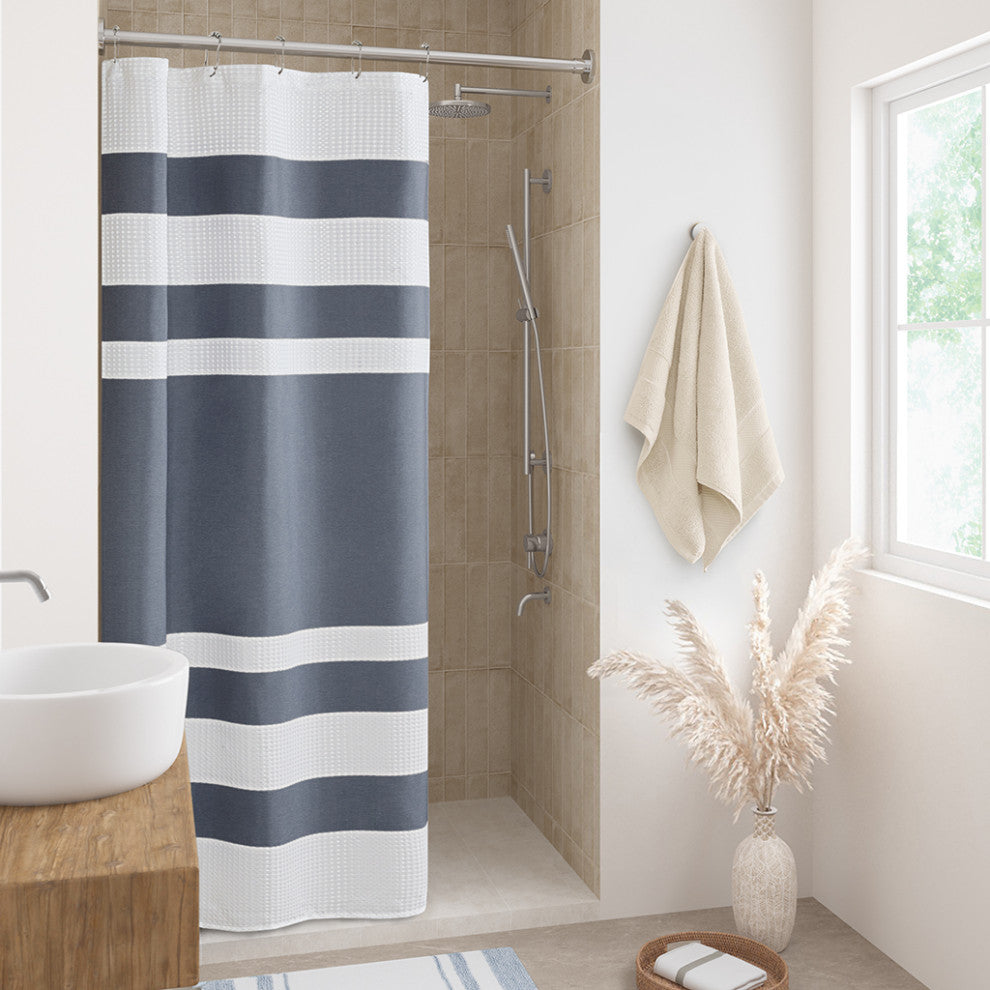 Madison Park Spa Waffle Shower Curtain With 3M Treatment