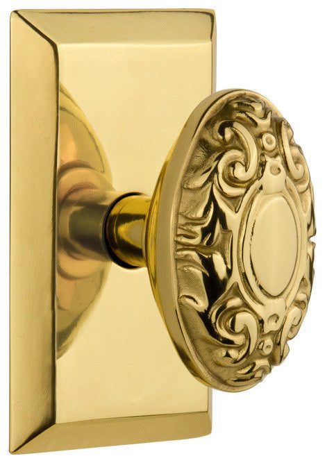 Single Studio Plate With Victorian Knob, Polished Brass