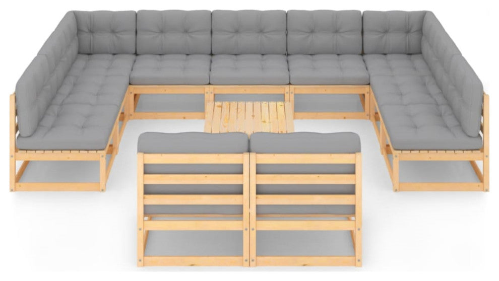 Vidaxl 12 Piece Garden Lounge Set With Cushions Solid Pinewood