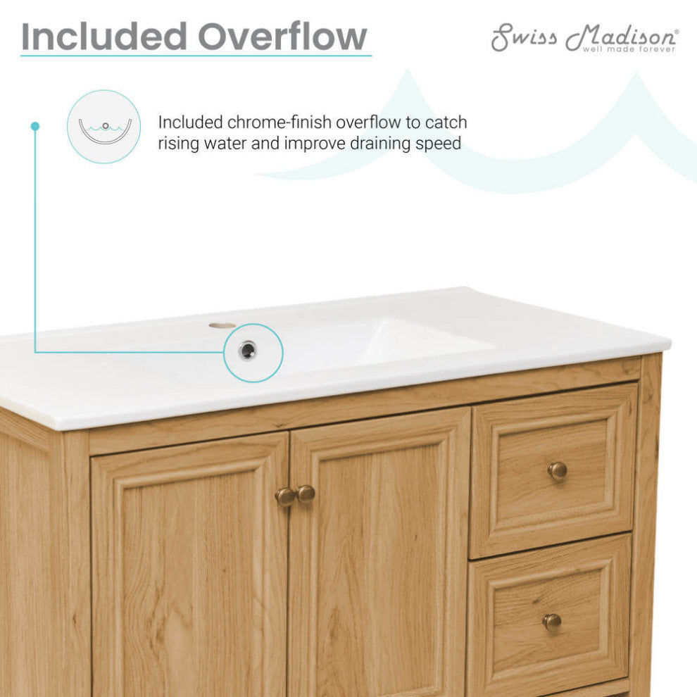 Chateau 36" Bathroom Vanity, Natural Oak