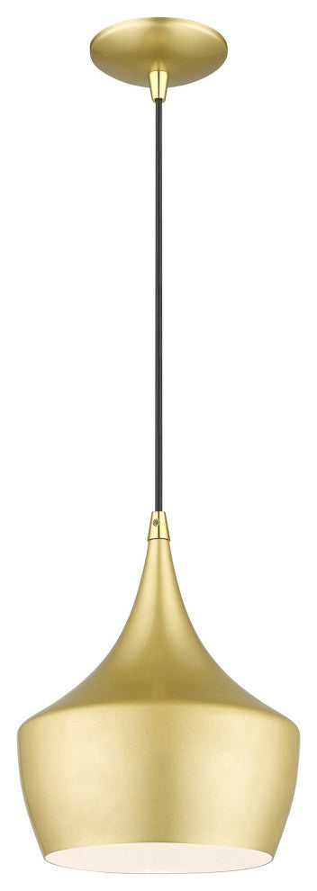 Waldorf 1-Light Soft Gold Pendant, Polished Brass Accents