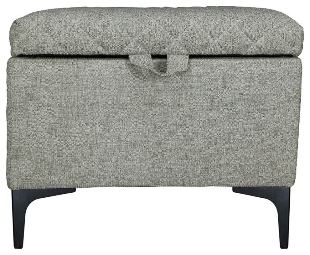 Reece Upholstered Storage Ottoman, Tan