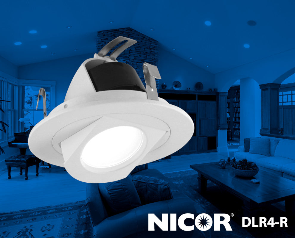 NICOR 4" White LED Recessed Retrofit Adjustable Retractable Downlight, 2700k