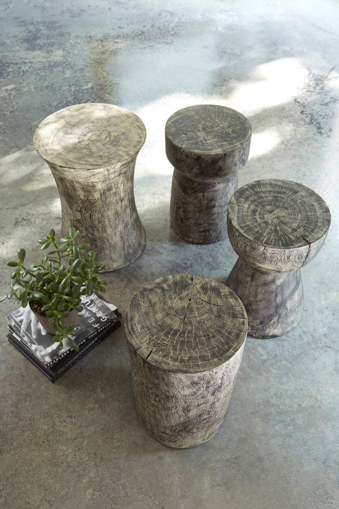 Chamcha Wood Stool, Grey Stone B