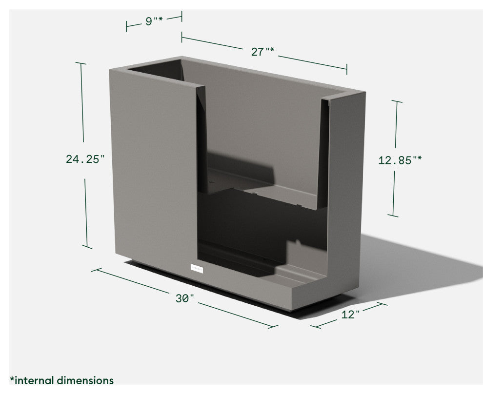 Veradek Block Series Span Planter, Grey, Short