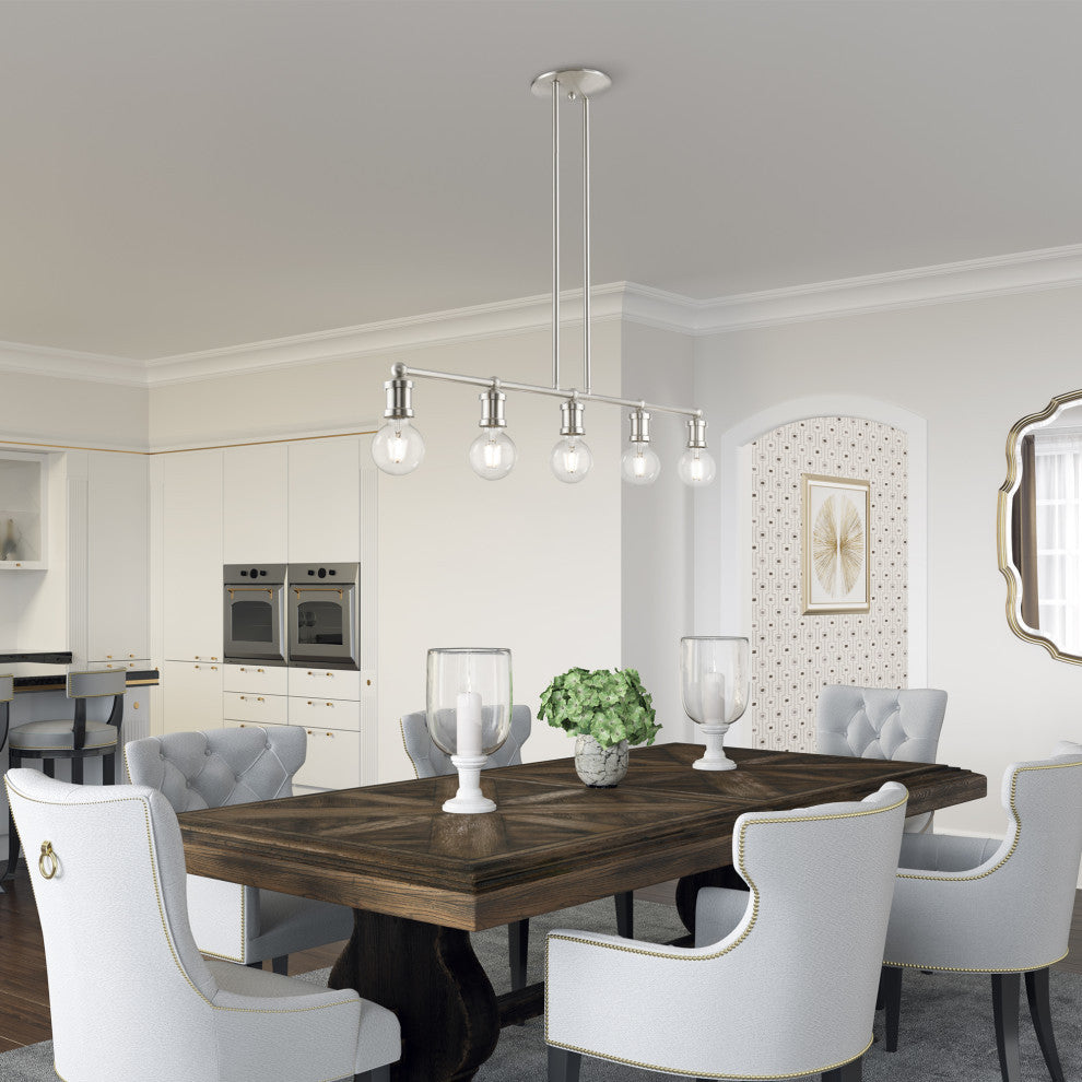 Lansdale 5 Light Brushed Nickel Large Linear Chandelier
