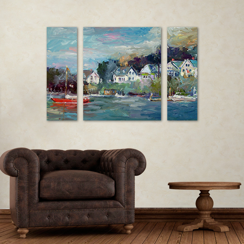Richard Wallich 'Dock' Multi Panel Art Set Large, 41"x30"