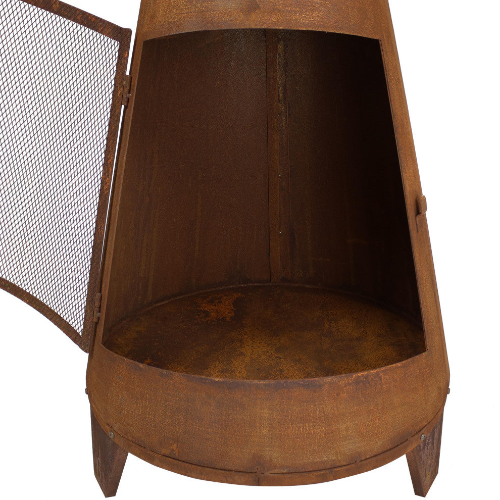 Sunnydaze 70" Chiminea Wood-Burning Fire Pit Steel With Oxidized Rustic