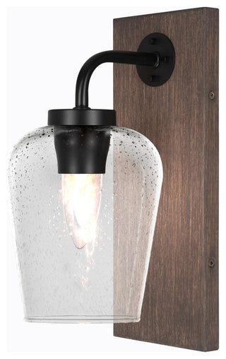 Oxbridge Wall Sconce Matte Black & Painted Distressed Metal, 5" Clear Bubble