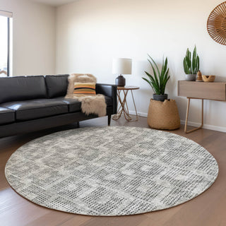 Premium Machine Washable Mayfield AMF33 Gray 8' x 8' Round Rug