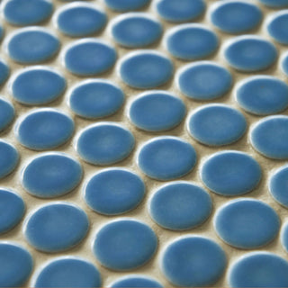 Penny Porcelain Mosaic Floor and Wall Tile, Light Blue, Sample