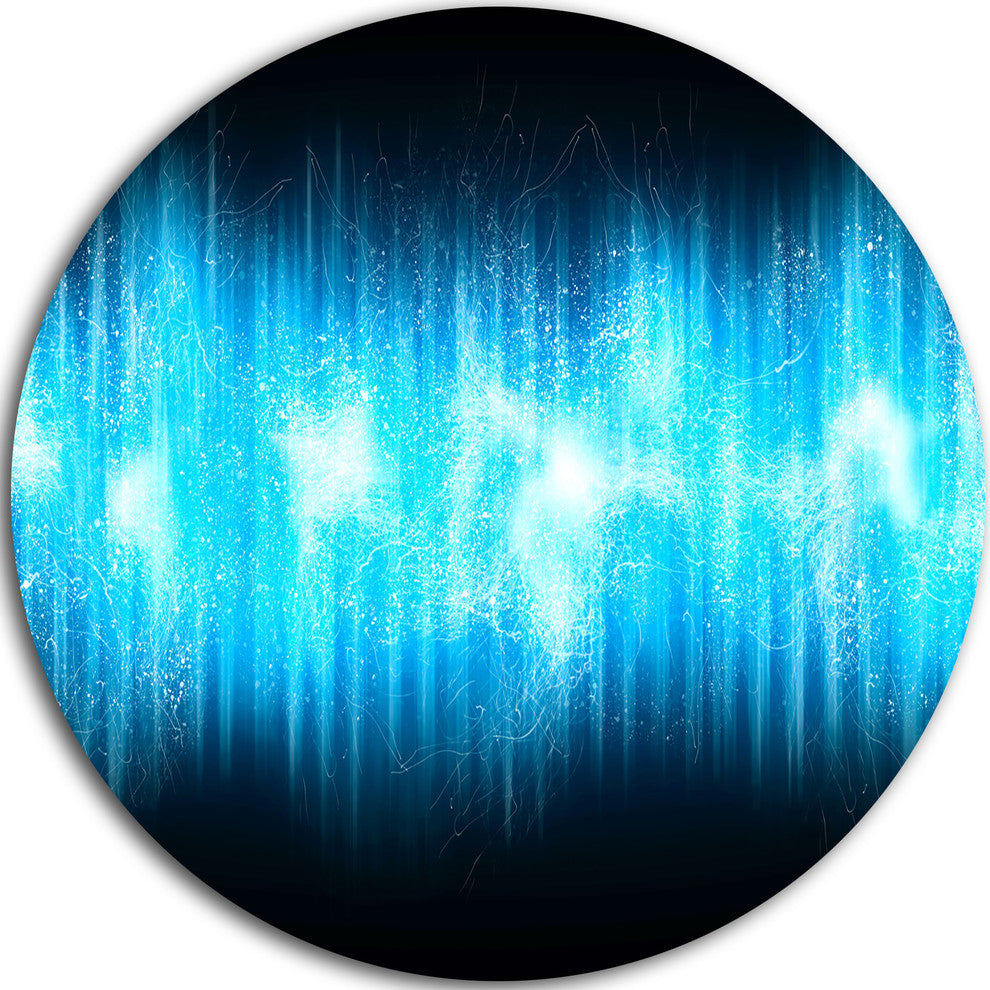 Blue Ice Flame Abstract, Digital Art Disc Metal Artwork, 23"