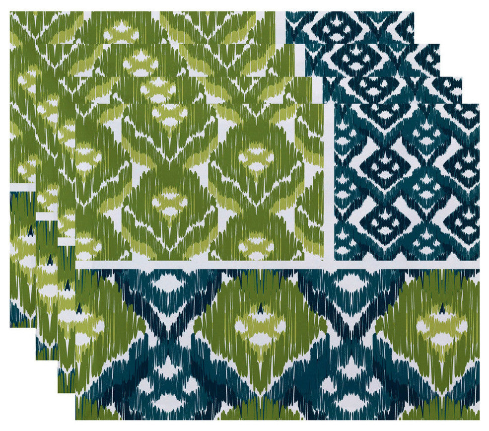18"x14" Free Spirit, Geometric Print Placemat, Teal, Set of 4