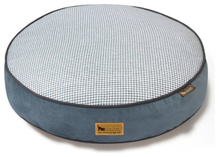 Round Bed Houndstooth, Blue and White, Small