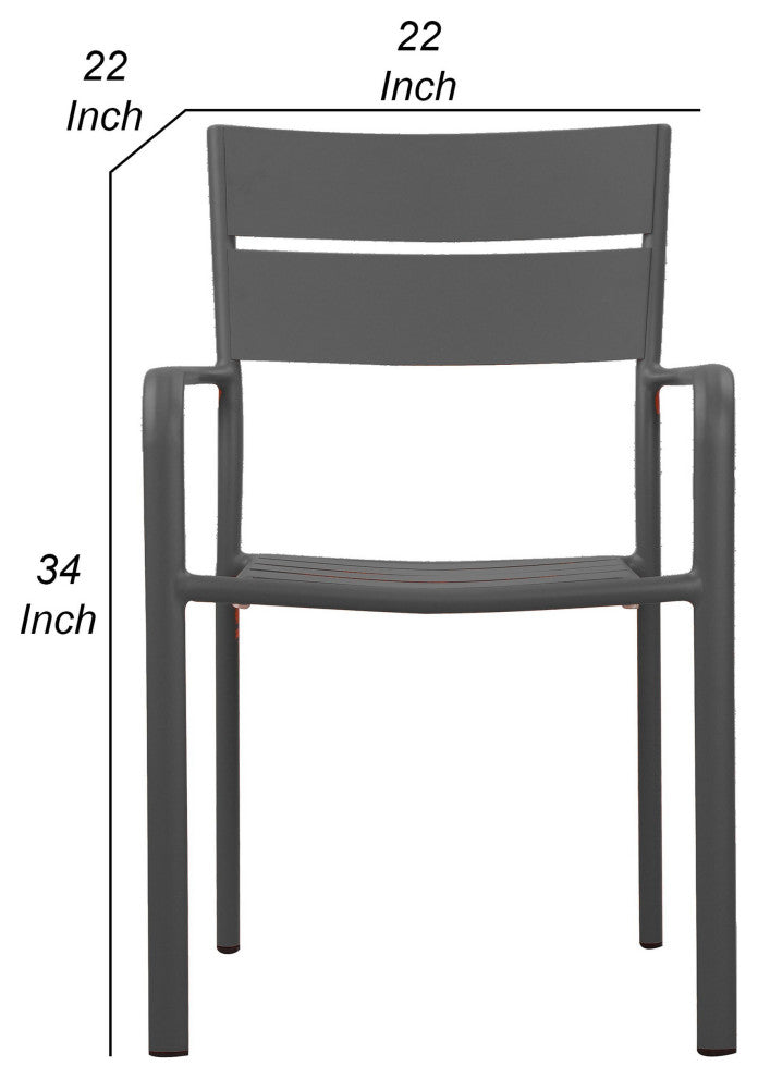 Benzara BM287744 Meta 22" 6 Piece Dining Chair Set, Gray Aluminum Frame