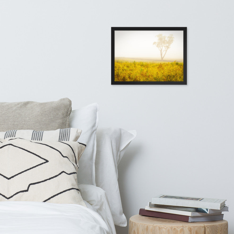 Dreams of Goldenrod and Fog Landscape Framed Photo Paper Wall Art Prints, Black, 12" X 16"