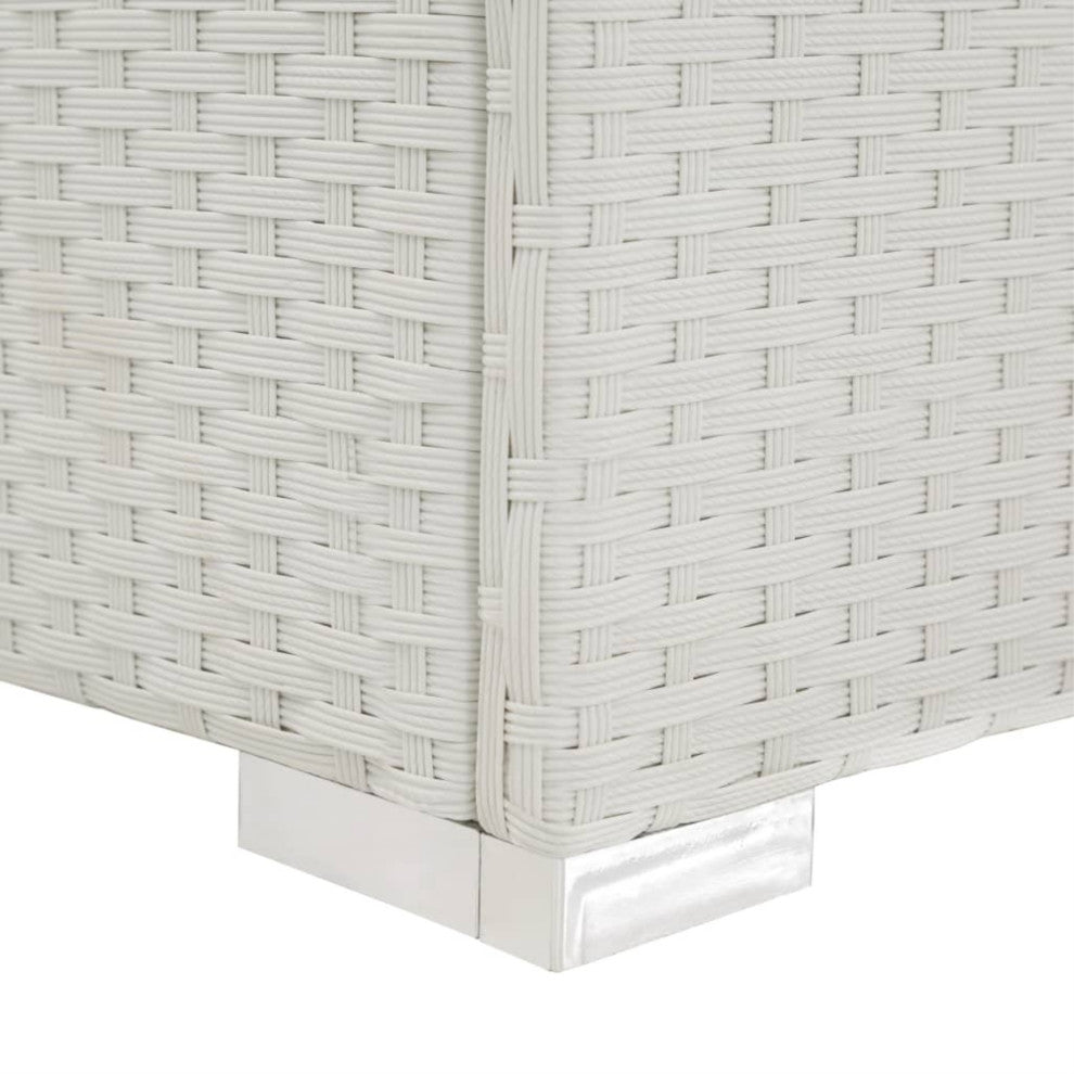 vidaXL Sun Lounger With Cushion Poly Rattan White
