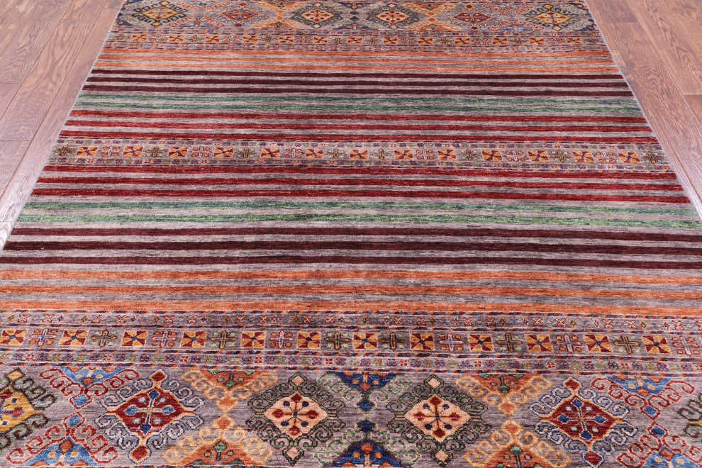 5' 11" X 8' 1" Handmade Super Kazak Khorjin Wool Rug Q11270
