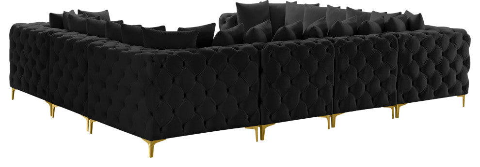 Tremblay Velvet Upholstered 8-Piece Modular U-Shaped Sectional, Black