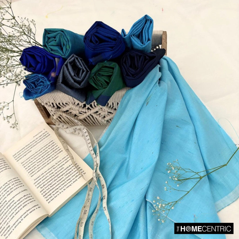 Ocean Blue Silk Dupioni Fabric By The Yard, 6 Yards For Curtain, Dress Wholesale