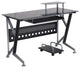Black Glass Computer Desk With Pull-Out Keyboard Tray and CPU Cart