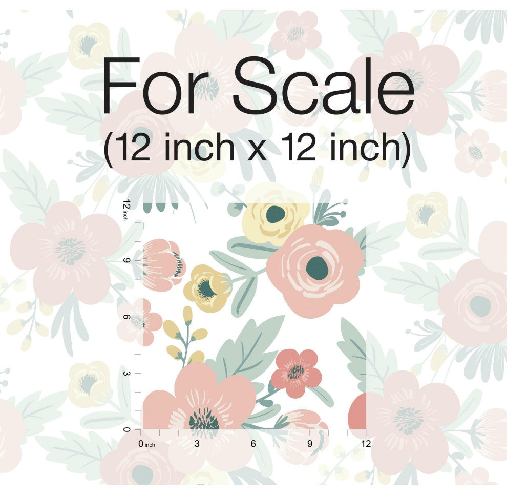 Poppy Floral Peel and Stick Wallpaper, White and Pink