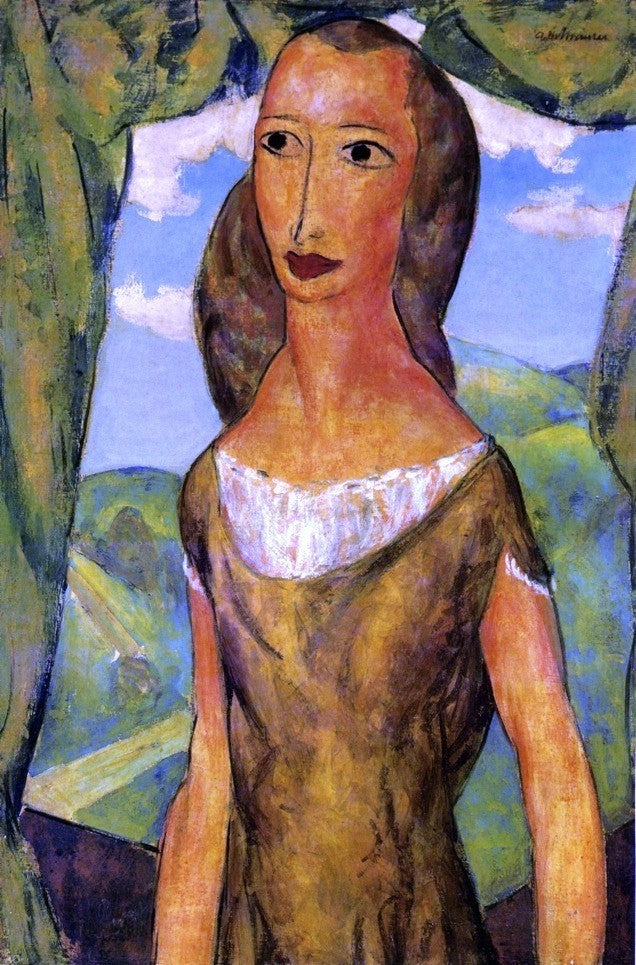 Alfred Henry Maurer Girl With Landscape, 18"x27" Wall Decal