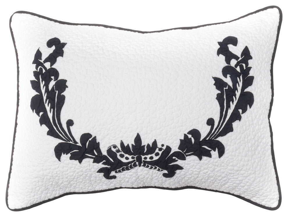 Antler Crown Bolster Pillow, White and Black