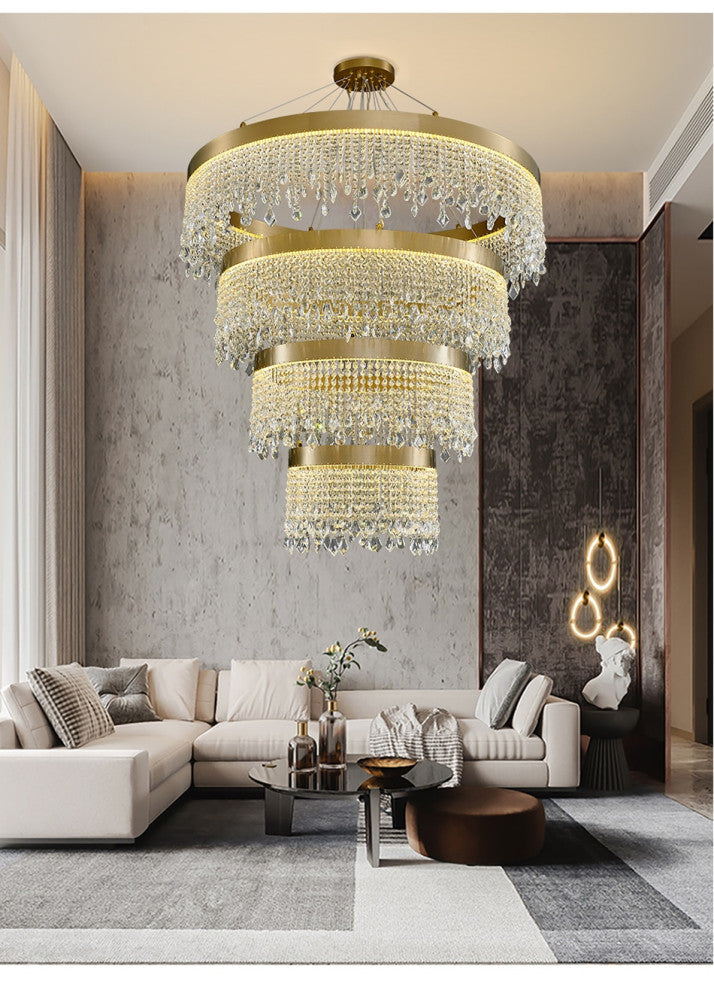 Loda | Multi-level Chic Large Crystal Chandelier, Cool Light 6000k