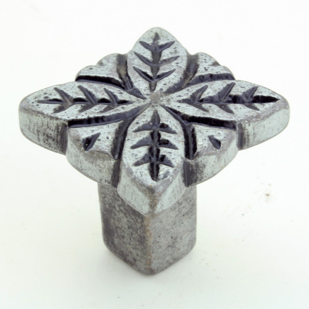 Flower Iron Cabinet Knob Pewter Finish Cabinet Hardware Pack of 4
