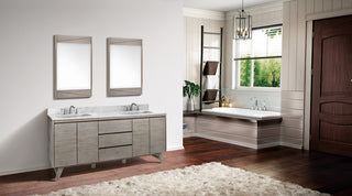 Avanity Coventry 73" Bath Vanity Combo, Gray Teak Finish, Carrara White Marble Top