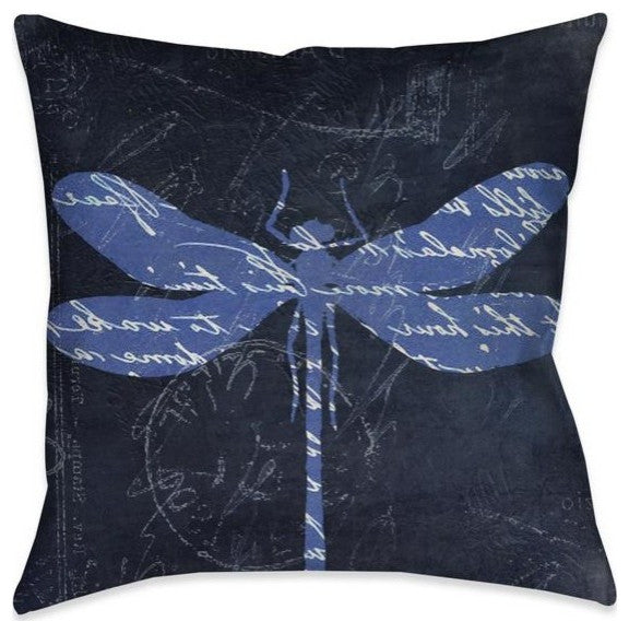 Laural Home Indigo Dragonfly I 18" X 18" Indoor Decorative Pillow